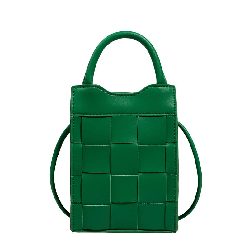 Braided Mobile Phone Bag Female Handheld Square Crossbody Bag