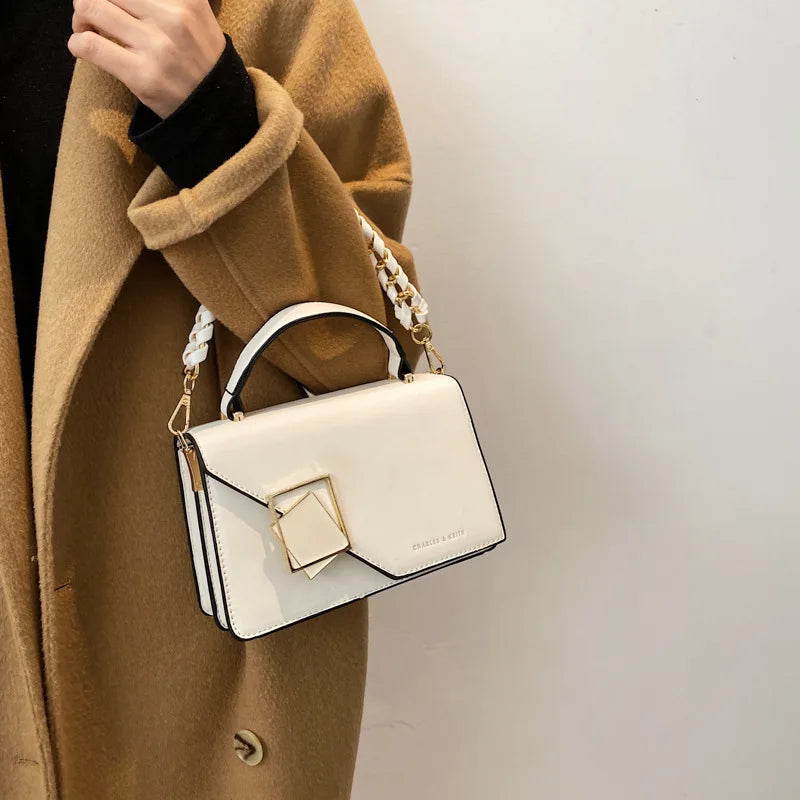 Braided Chain Women Handbags Small PU Leather Crossbody Bags For Female