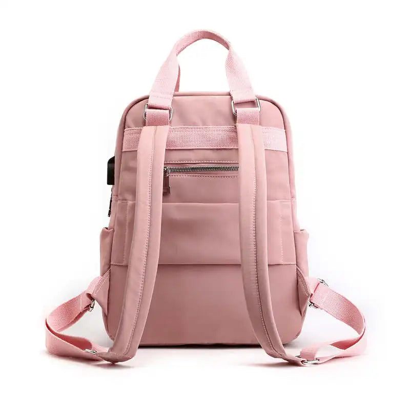 Casual Nylon Women Backpack High School Bag Multi-pocket Travel Bag