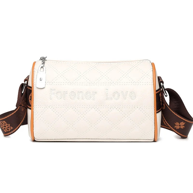 Casual Diamond Lattice Crossbody Handbags Women's Leather Shoulder Messenger Bag