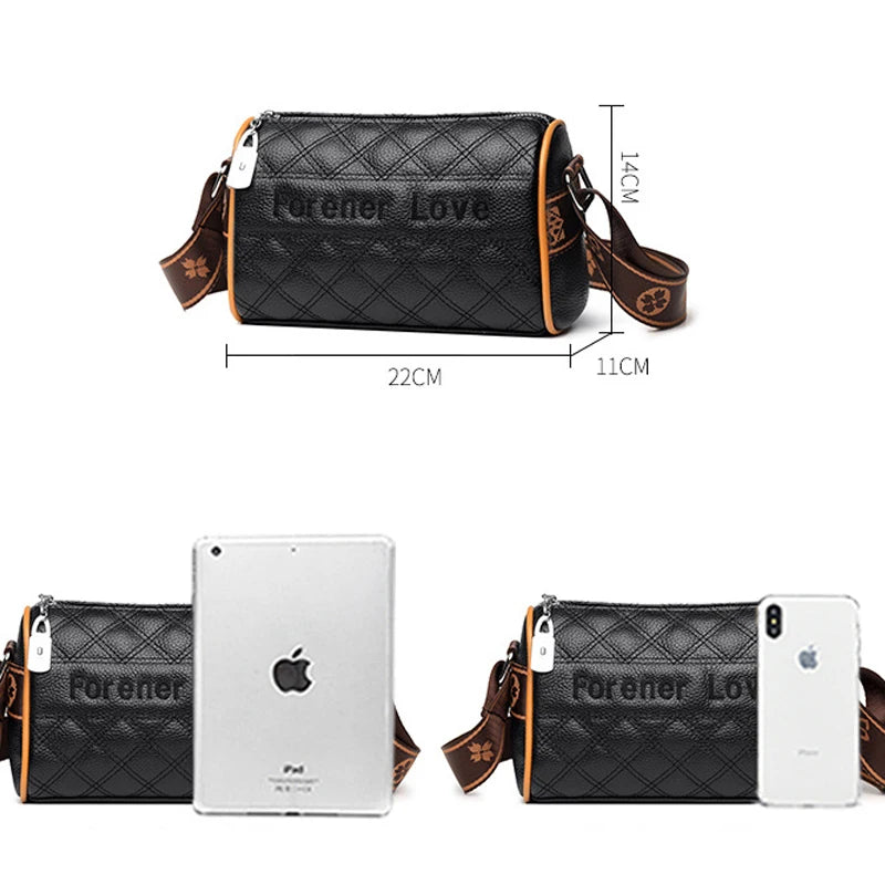 Casual Diamond Lattice Crossbody Handbags Women's Leather Shoulder Messenger Bag