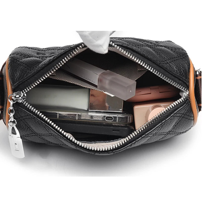 Casual Diamond Lattice Crossbody Handbags Women's Leather Shoulder Messenger Bag