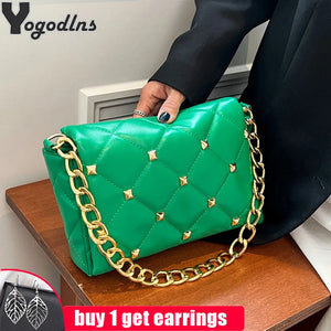 Women's Shoulder Bags Chain Quilted Clutch Purses Handbag