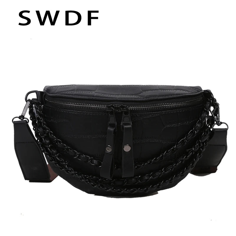 Chain Waist Bags Women Chest Bag Crossbody Bags Female Waist Packs Handbag Fanny