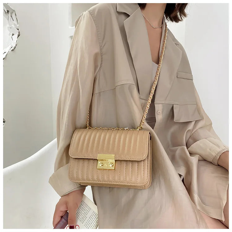 Floral Print Women's Shoulder Bag Chain Handbag Small Square Crossbody Bag