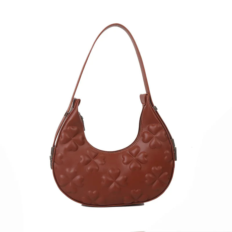 Floral Print Half Moon Shoulder Bag