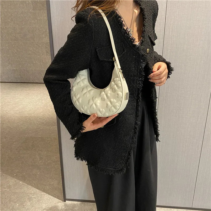 Floral Print Half Moon Shoulder Bag