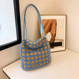 Lambhair Women's Plaid Shoulder Bag Contrast Crossbody Handbag