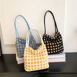 Lambhair Women's Plaid Shoulder Bag Contrast Crossbody Handbag