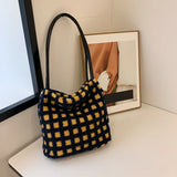 Lambhair Women's Plaid Shoulder Bag Contrast Crossbody Handbag