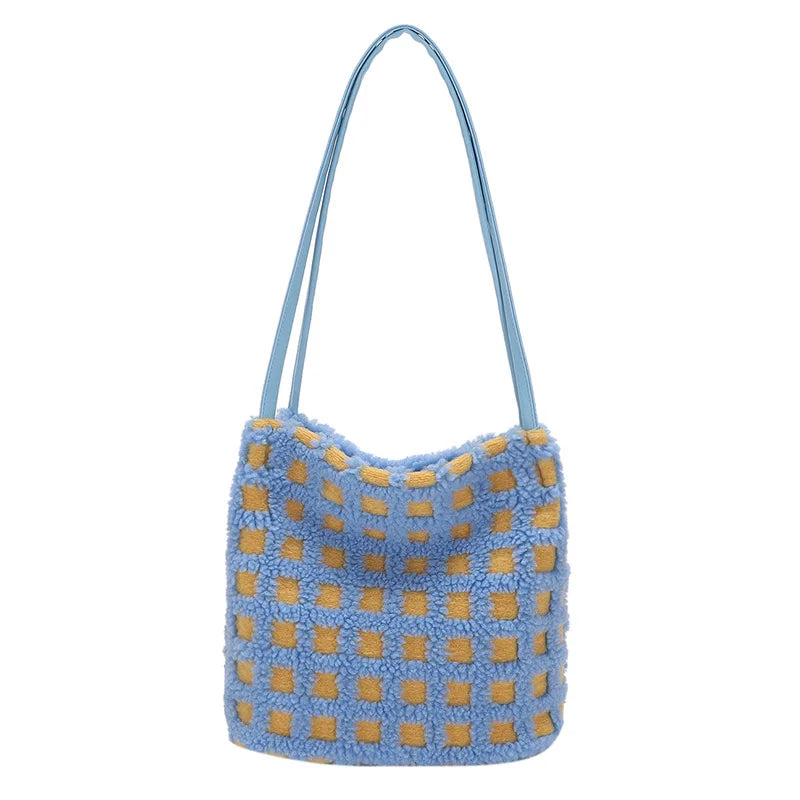 Lambhair Women's Plaid Shoulder Bag Contrast Crossbody Handbag