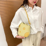 PU Leather Women's Shoulder Bag Contrast Crossbody Bag Bucket Handbag