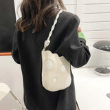 PU Leather Women's Shoulder Bag Contrast Crossbody Bag Bucket Handbag