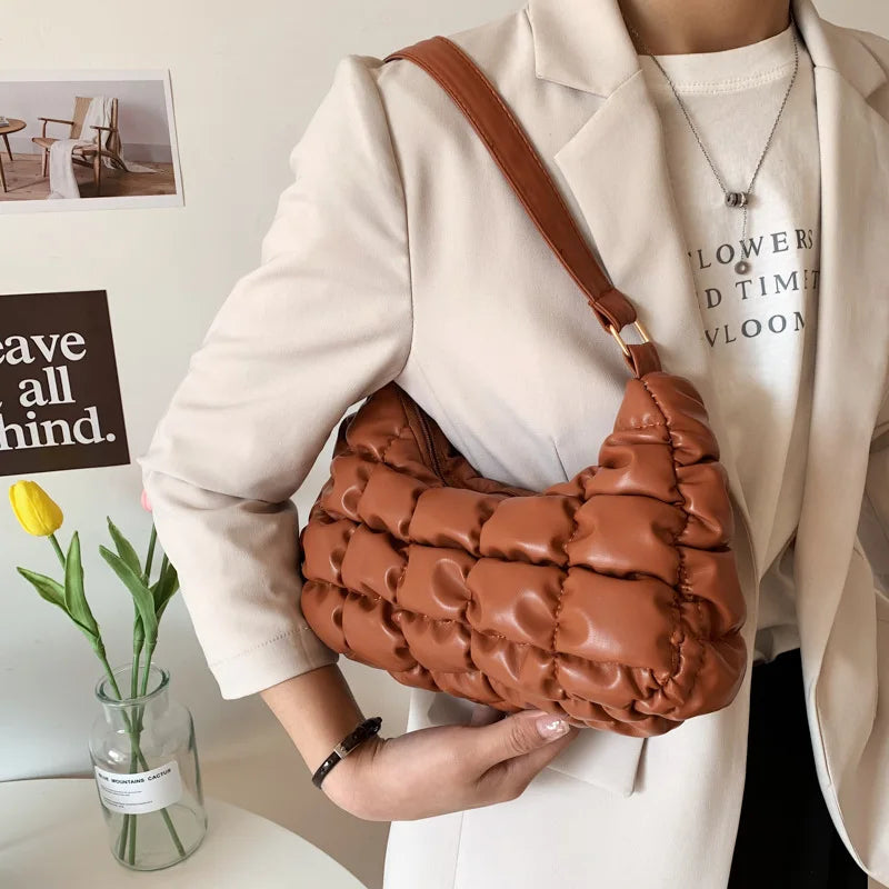 Plaid Quilted Padded Women's Shoulder Bag Crossbody Bag Cloud Handbag