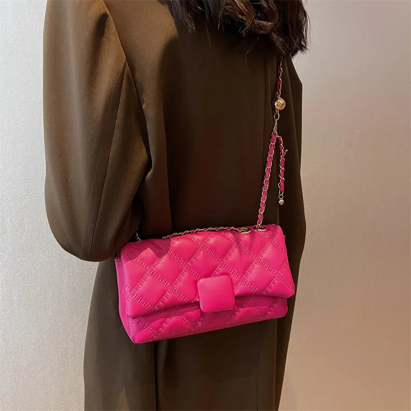 Quilted Chain Crossbody Bag Flap Handbag