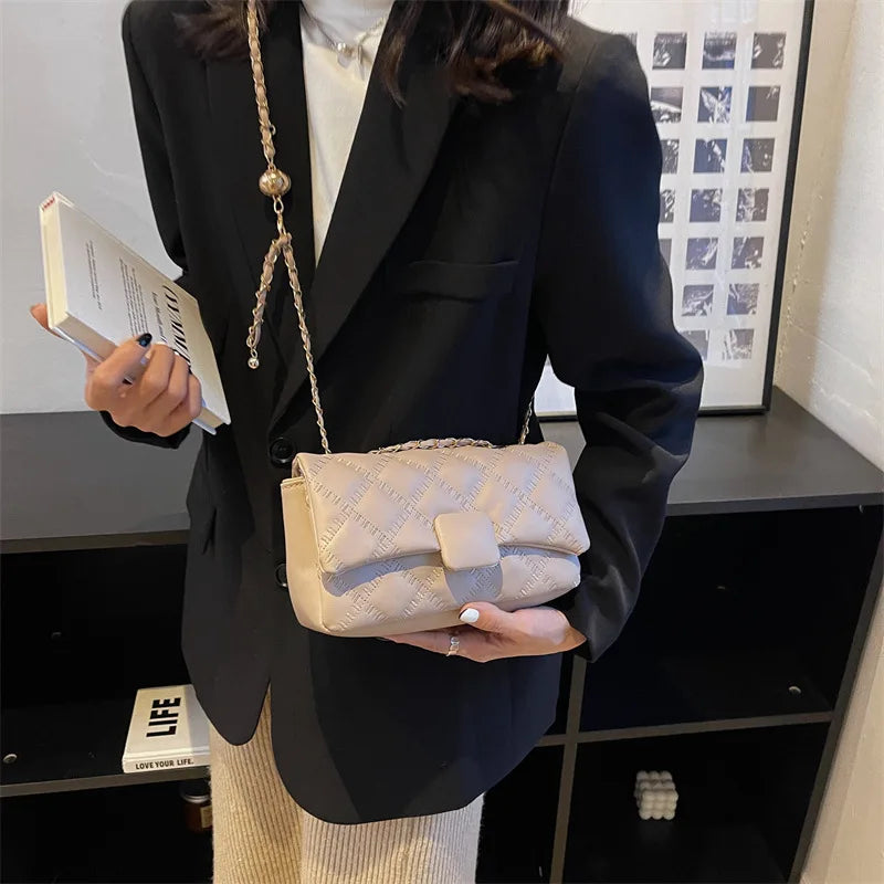 Quilted Chain Crossbody Bag Flap Handbag