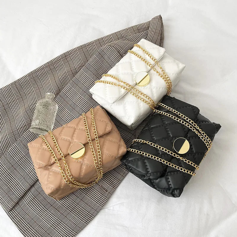 Plaid Quilted Women's Shoulder Bag Chain Crossbody Bag