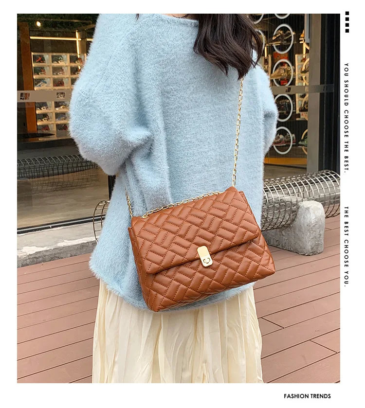Plaid Quilted Women's Shoulder Bag Chain Crossbody Bag