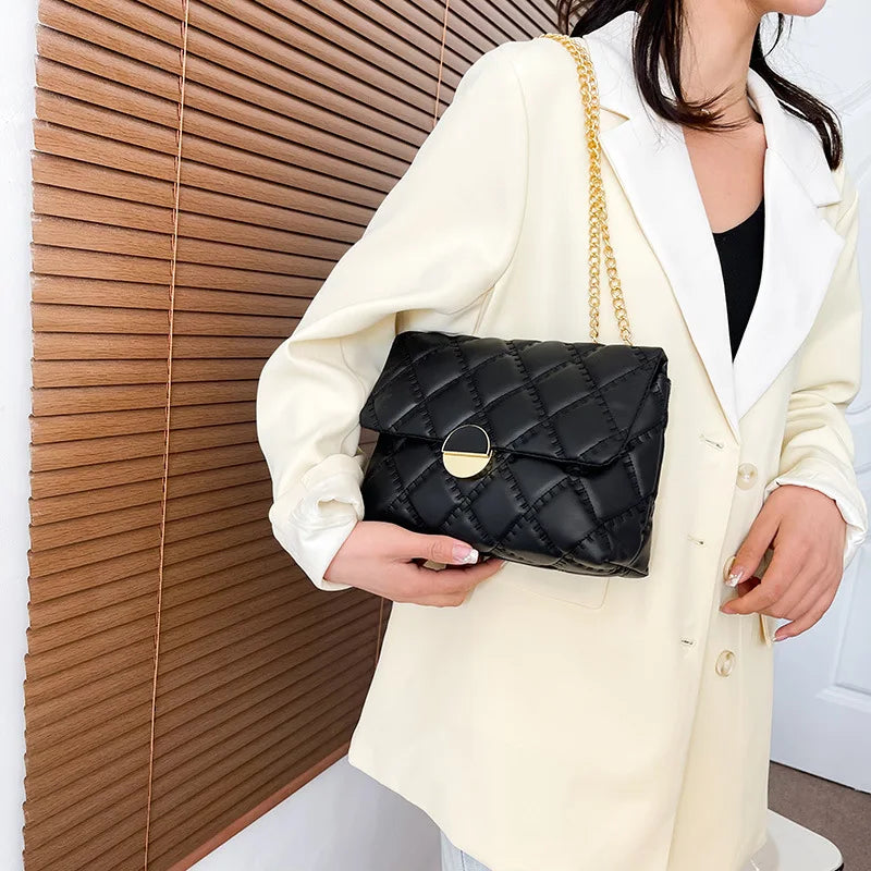 Plaid Quilted Women's Shoulder Bag Chain Crossbody Bag