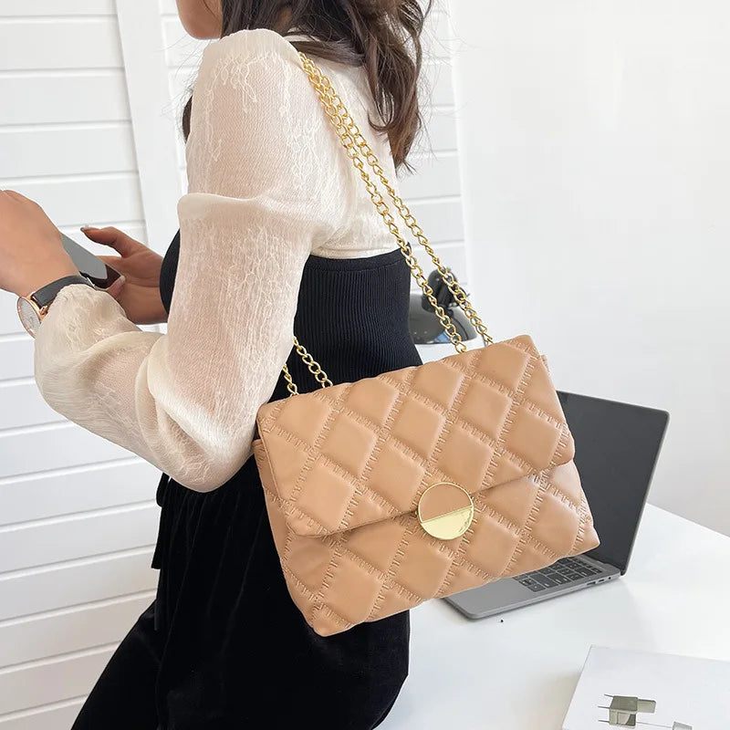 Plaid Quilted Women's Shoulder Bag Chain Crossbody Bag