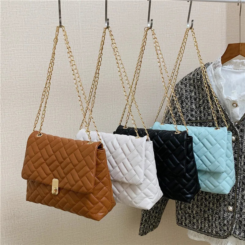Plaid Quilted Women's Shoulder Bag Chain Crossbody Bag