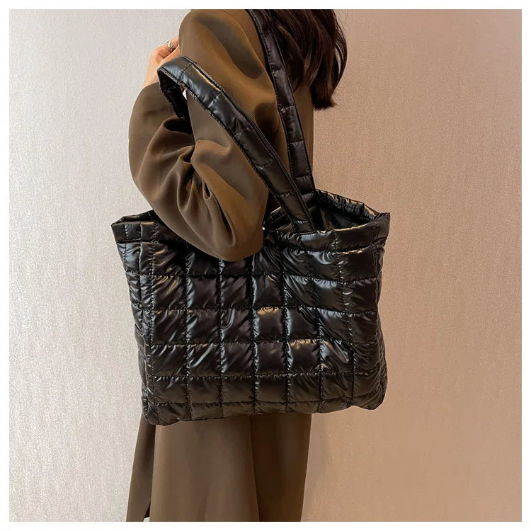 Plaid Quilted Women's Shoulder Bag Crossbody Bag Large Flap Handbag