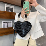Stone Pattern PU Leather Heart Tote Bag for Women