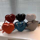 Stone Pattern PU Leather Heart Tote Bag for Women