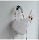 Stone Pattern PU Leather Heart Tote Bag for Women