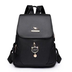 Soft Leather Waterproof Bagpack Preppy Style Student Bags
