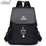 Soft Leather Waterproof Bagpack Preppy Style Student Bags