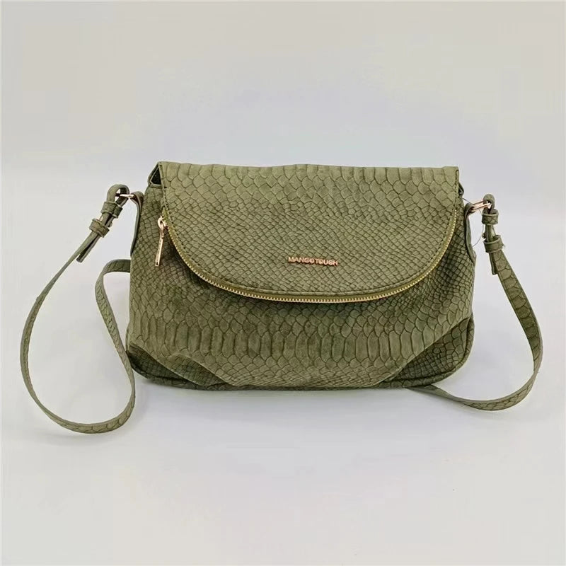 Snake Pattern Mango Handbag Clamshell Shoulder Crossbody Bag