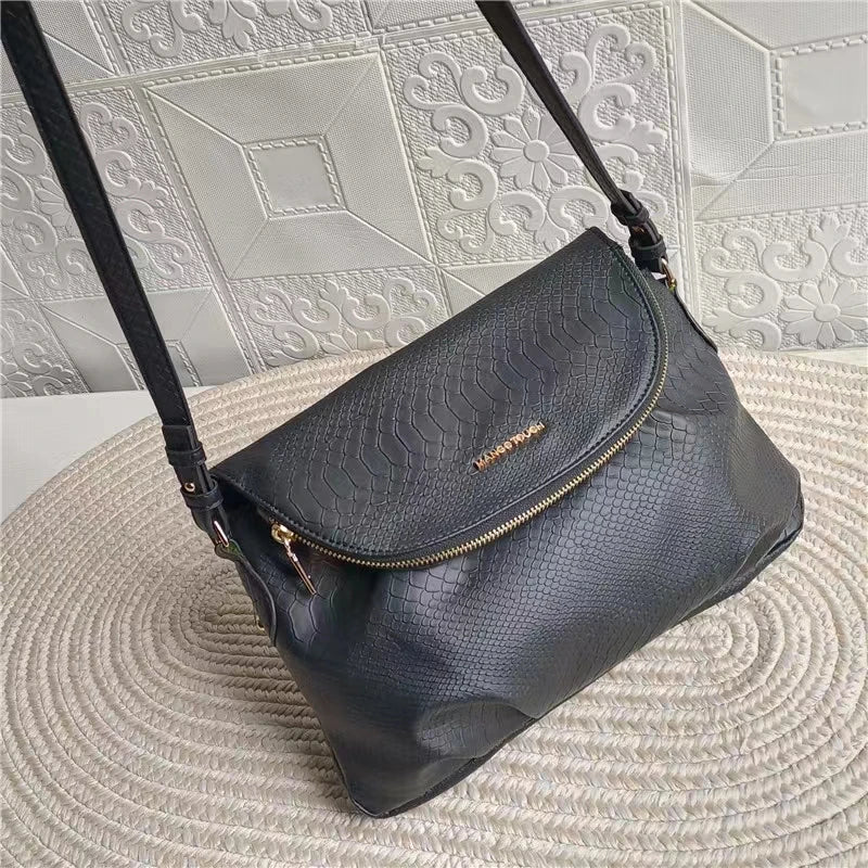 Snake Pattern Mango Handbag Clamshell Shoulder Crossbody Bag