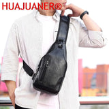 Leather Men Chest Bag Vintage Crossbody Shoulder Bag Business Sling Bags