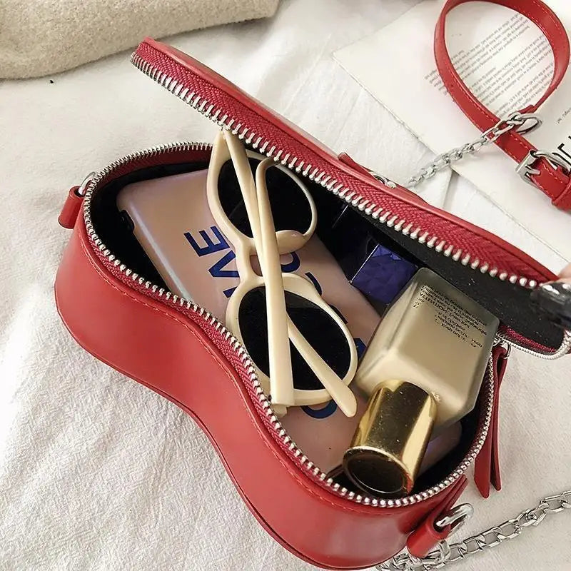 Gothic Heart Zipper Crossbody Bag for Women Girls