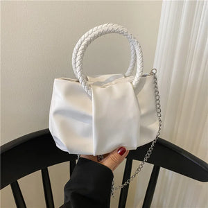 Pleated Shoulder Bag for Women Ring Tote Crossbody Bag