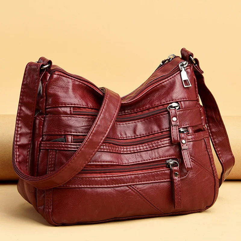 Soft PU Leather Handbags Women Bags Multi-pocket Shoulder Crossbody Bags