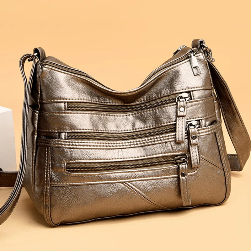 Soft PU Leather Handbags Women Bags Multi-pocket Shoulder Crossbody Bags
