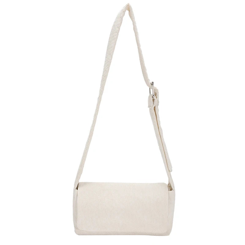 Corduroy Crossbody Bag Casual Purse Square Flip Shoulder Handbag for Women