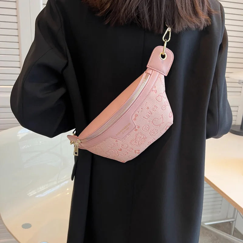 Cartoon Pictures PU Leather Fanny Pack Waist Bag Women