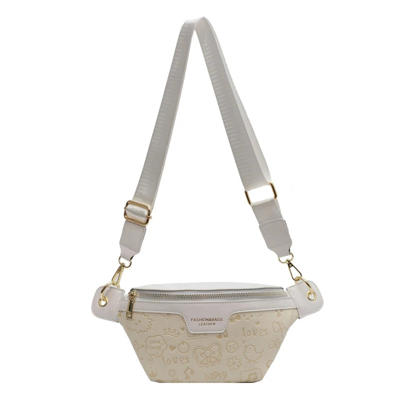 Cartoon Pictures PU Leather Fanny Pack Waist Bag Women