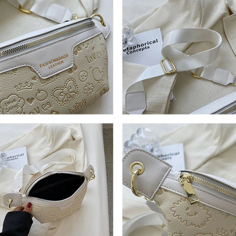 Cartoon Pictures PU Leather Fanny Pack Waist Bag Women