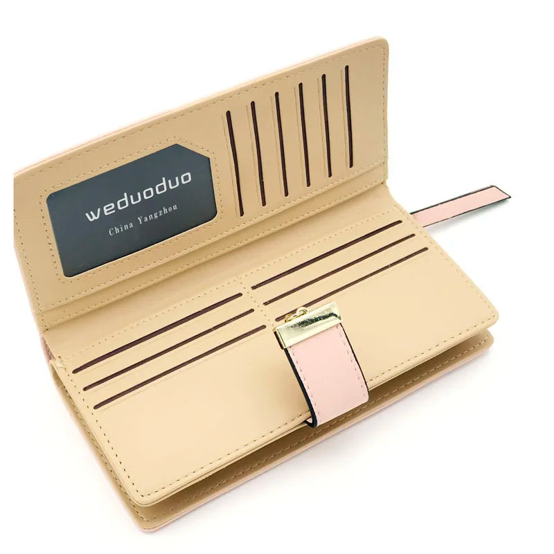 Women Wallets Long Clutch Purses Golden Hollow Leaves Phone Pocket