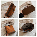 Matte PU Leather Bucket Shoulder Bag