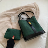 Matte PU Leather Bucket Shoulder Bag