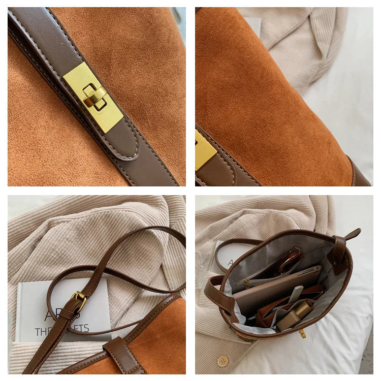 Matte PU Leather Bucket Shoulder Bag