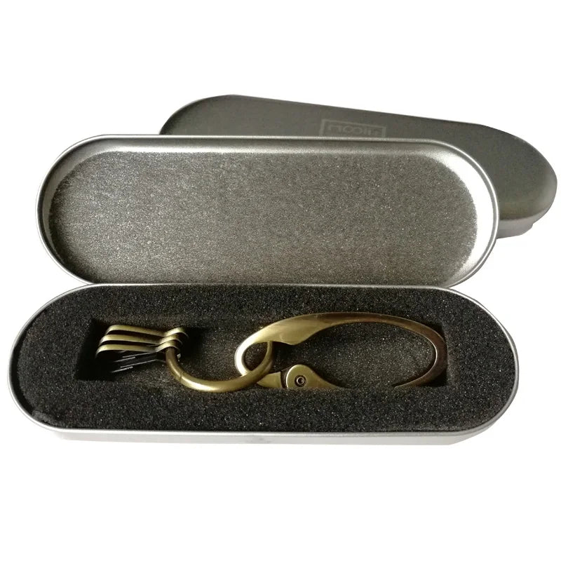 Brass Keychain Men Car Metal Keychains Male Retro Key Ring Waist Hanging