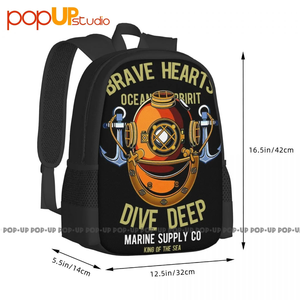 Brave Hearts Dive Deep Diver Backpack Large Capacity Schoolbag