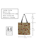 Cartoon Mushroom Printed Tote Shoulder Bag Floral Girl Art Large Capacity