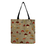 Cartoon Mushroom Printed Tote Shoulder Bag Floral Girl Art Large Capacity